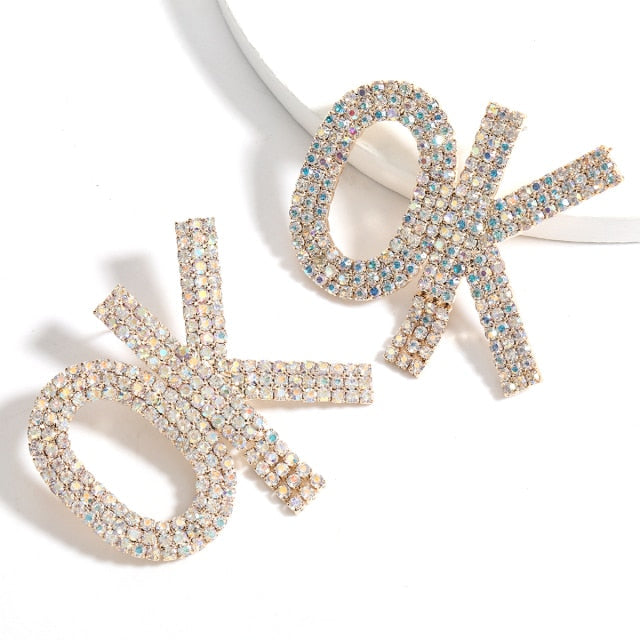 OK Rhinestone Earrings