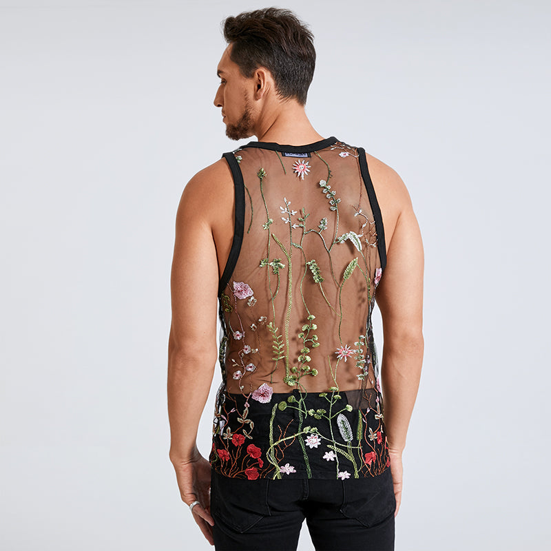 Floral Embroidered Tank Top