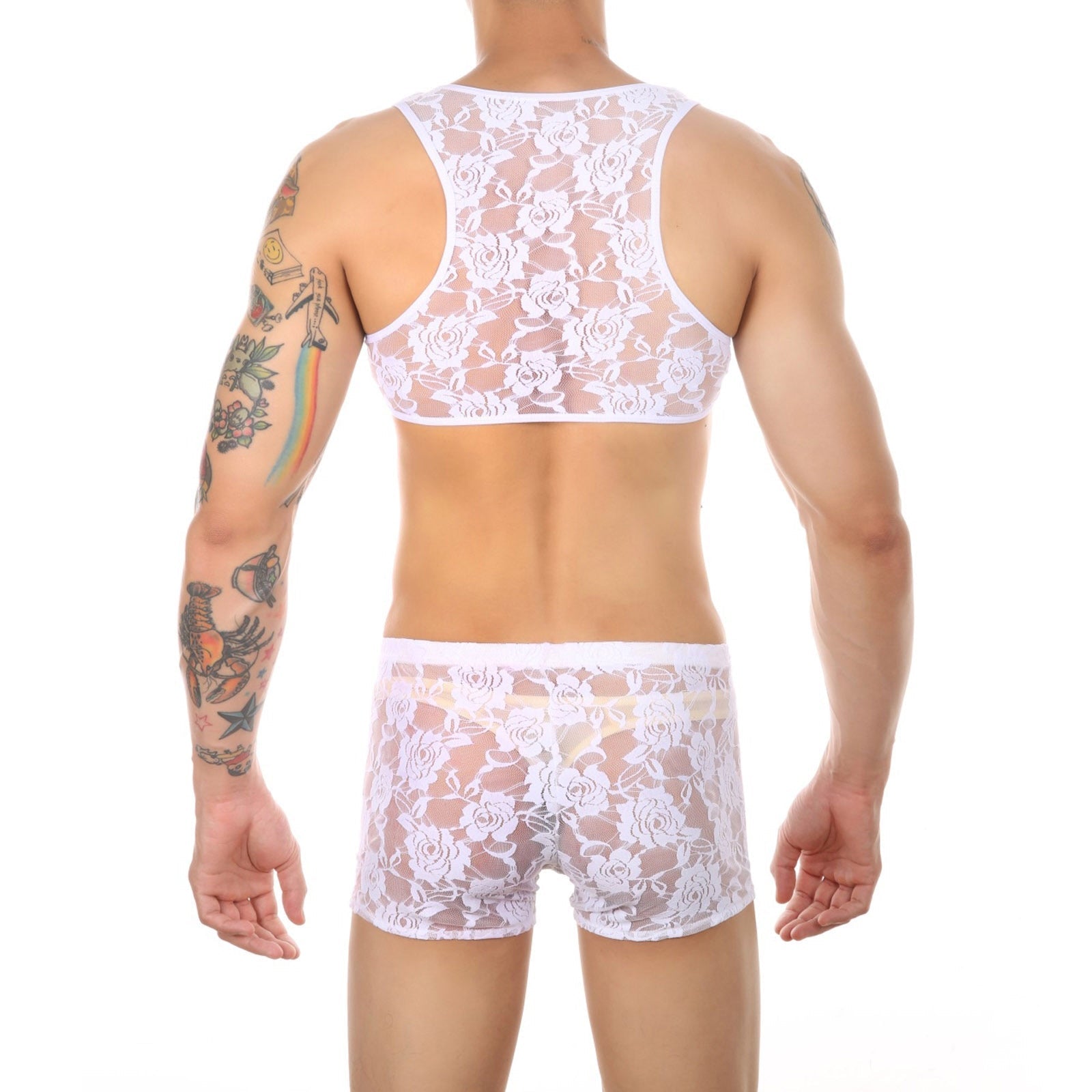 Lace Crop Top + Boxers Set