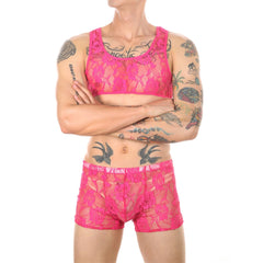 Lace Crop Top + Boxers Set