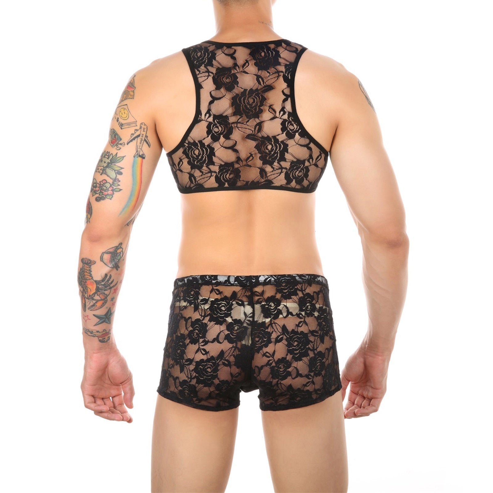Lace Crop Top + Boxers Set