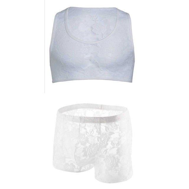 Lace Crop Top + Boxers Set