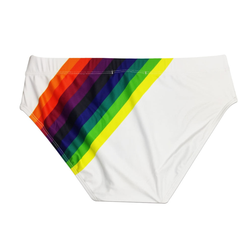 Rainbow Striped Swim Briefs