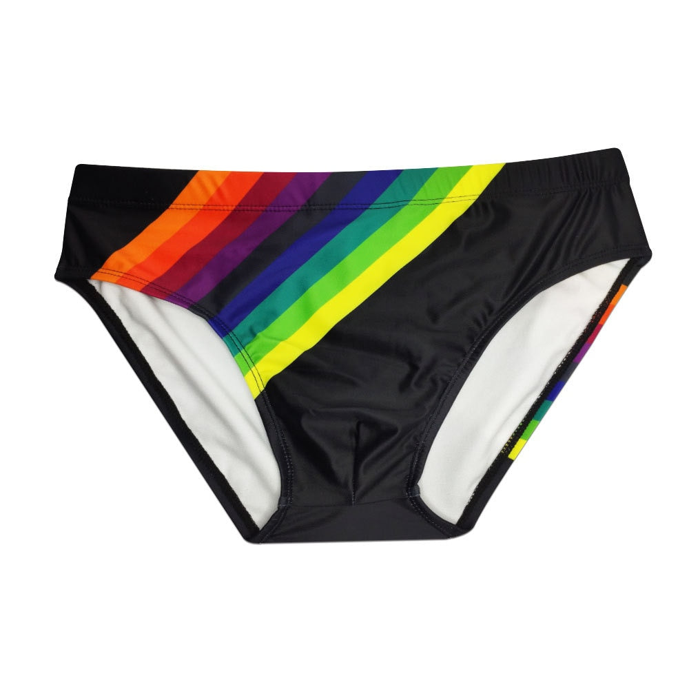 Rainbow Striped Swim Briefs