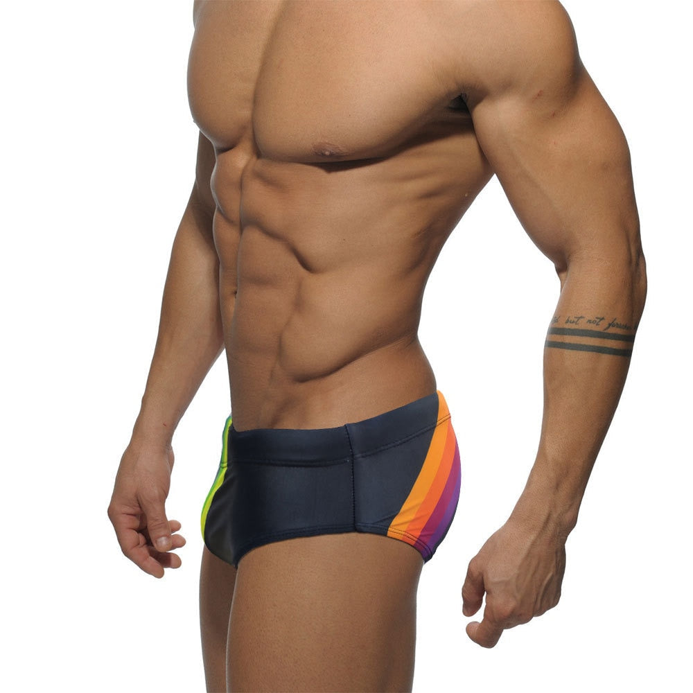 Rainbow Striped Swim Briefs