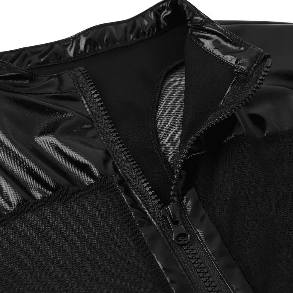 PVC Leather Mesh Kink Bodysuit