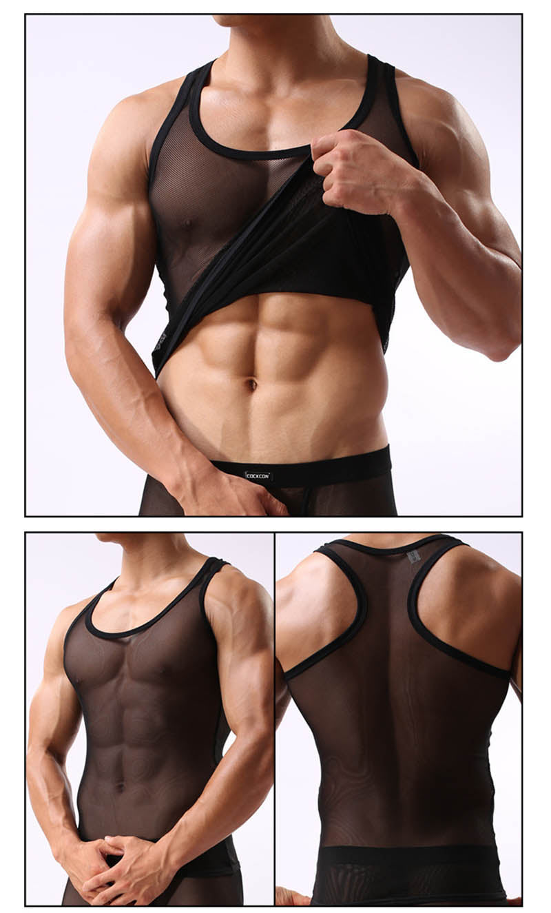 Men's Coloured Mesh Tank Top