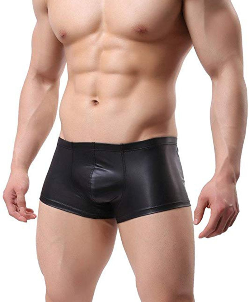 Leather Mens Tank Top With Hood + Sexy Shorts