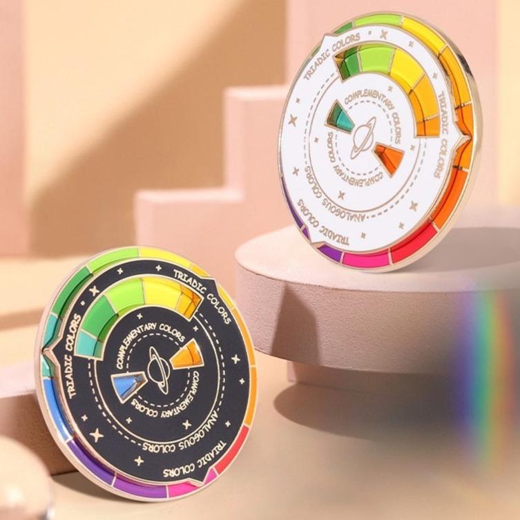 Spinning Colour Compass Enamel Pin