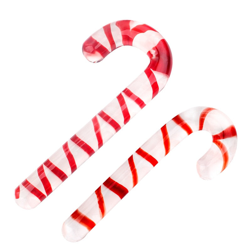 Glass Red Candy Cane Dildo