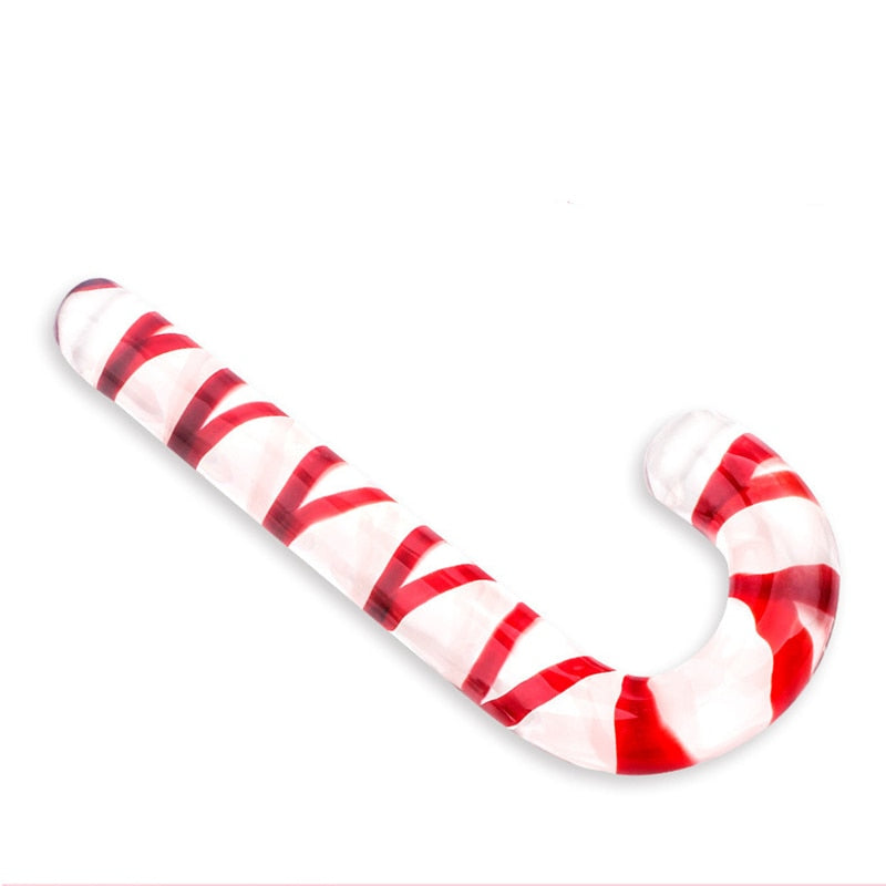 Glass Red Candy Cane Dildo