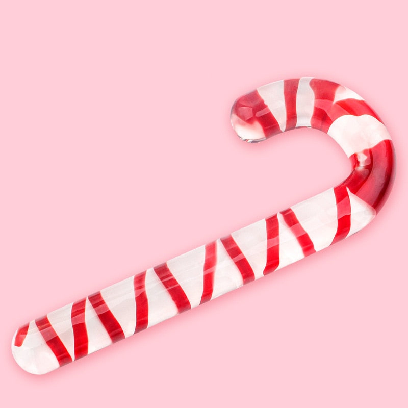 Glass Red Candy Cane Dildo