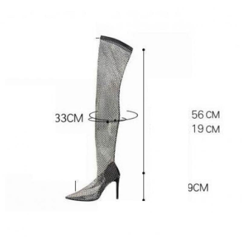 Sexy Black Mesh High Heel Boots
