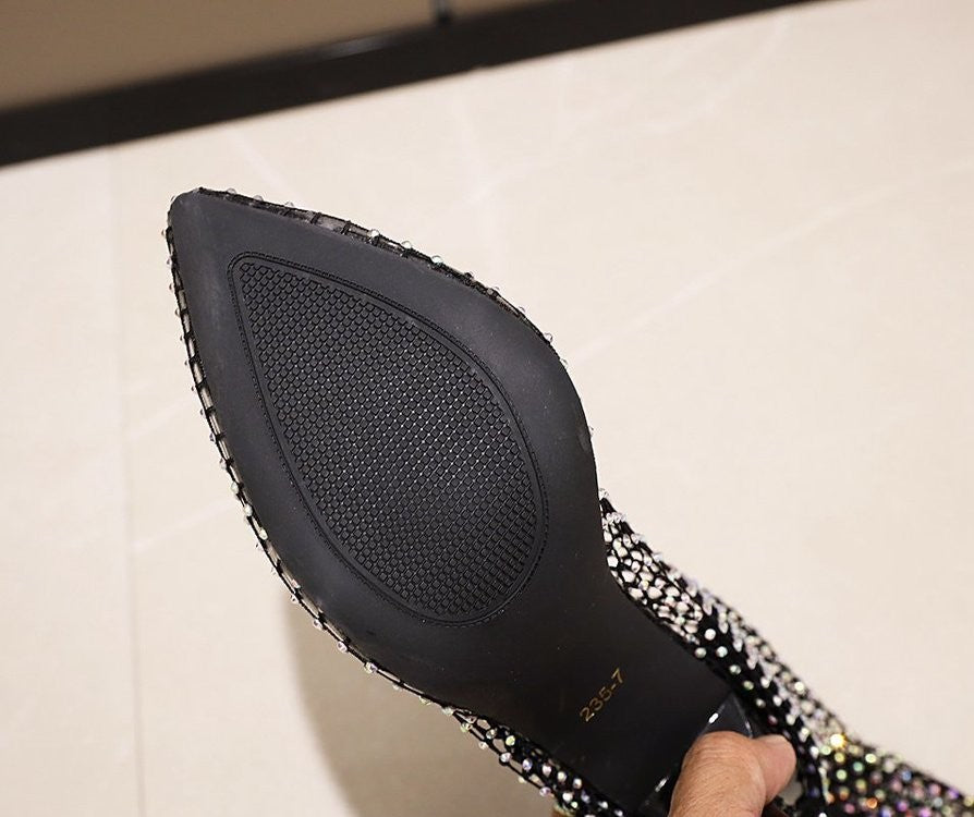 Sexy Black Mesh High Heel Boots
