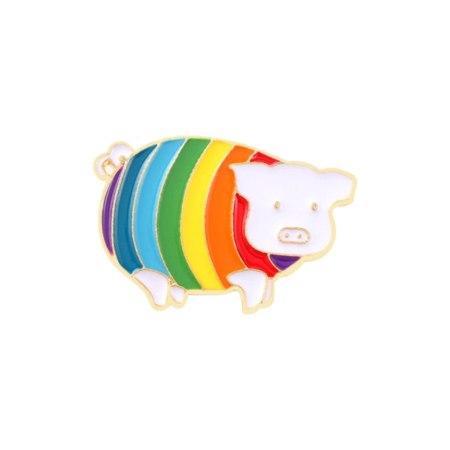 Rainbow Zodiac Animals Enamel Pins