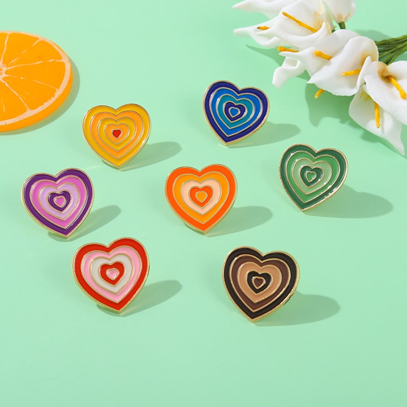 Colorful Gradient Heart Enamel Pins