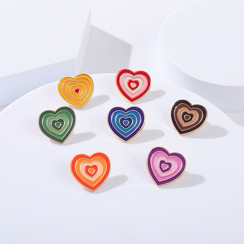 Colorful Gradient Heart Enamel Pins