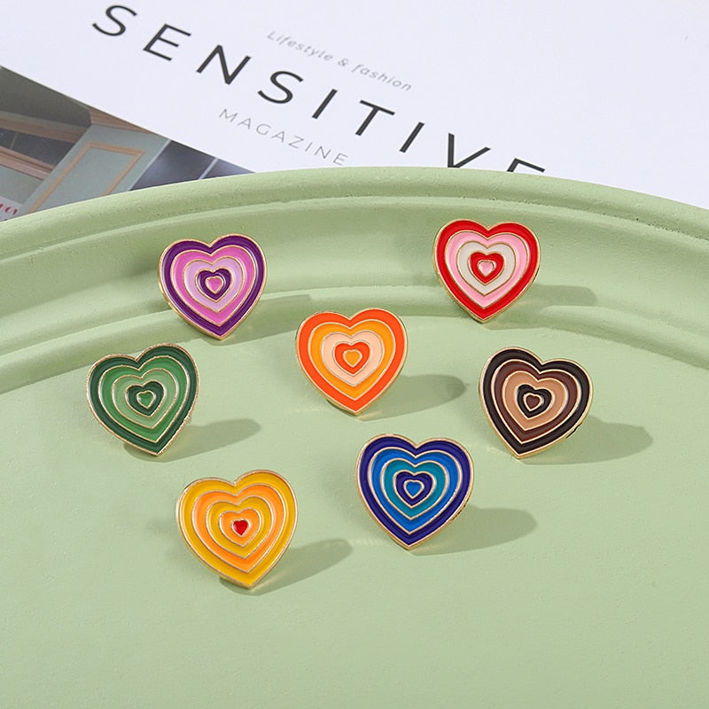 Colorful Gradient Heart Enamel Pins