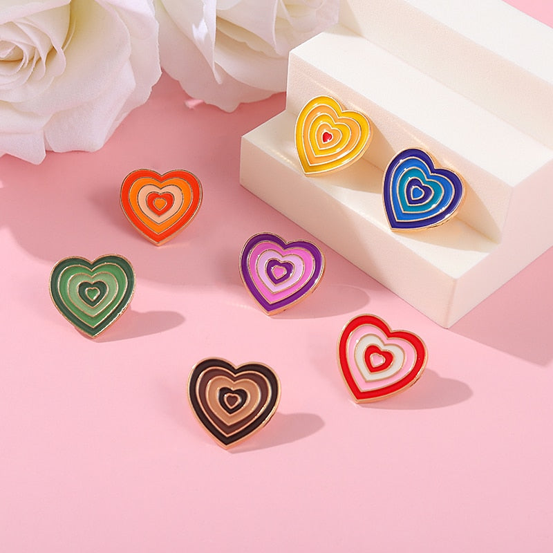 Colorful Gradient Heart Enamel Pins