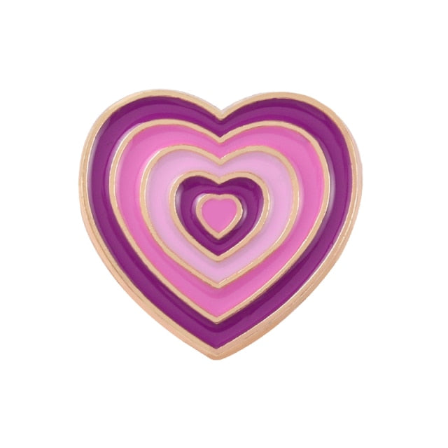 Colorful Gradient Heart Enamel Pins