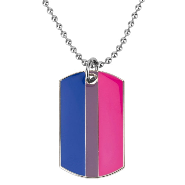 Bisexual Pride Tag Necklace