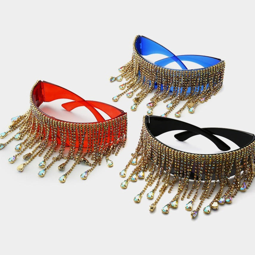 Oversized Tassel Crystal Sunglasses