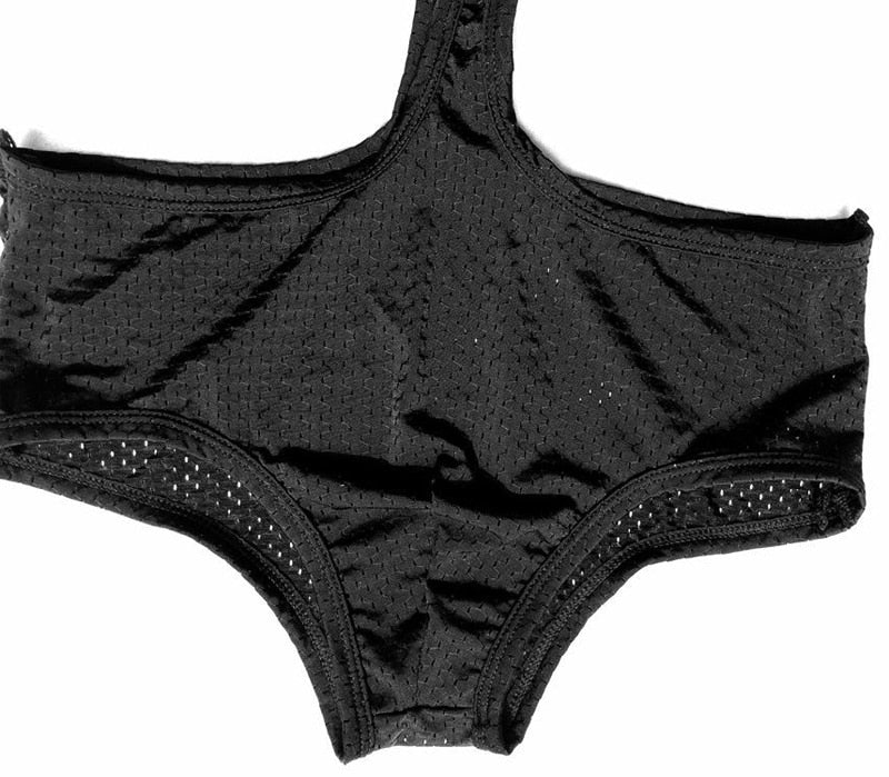 Black Breathable Mesh Gay Bodysuit