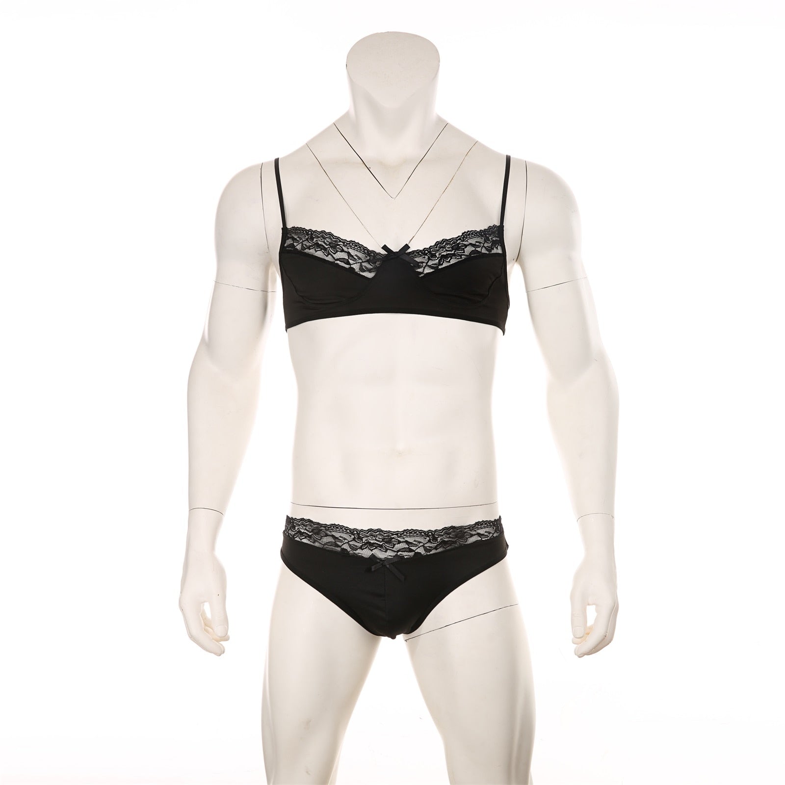 Mens Lace Lingerie Panties & Bra Set