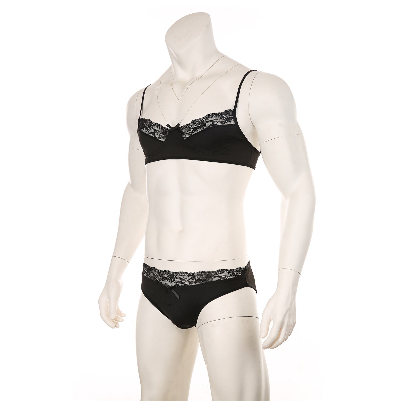 Mens Lace Lingerie Panties & Bra Set