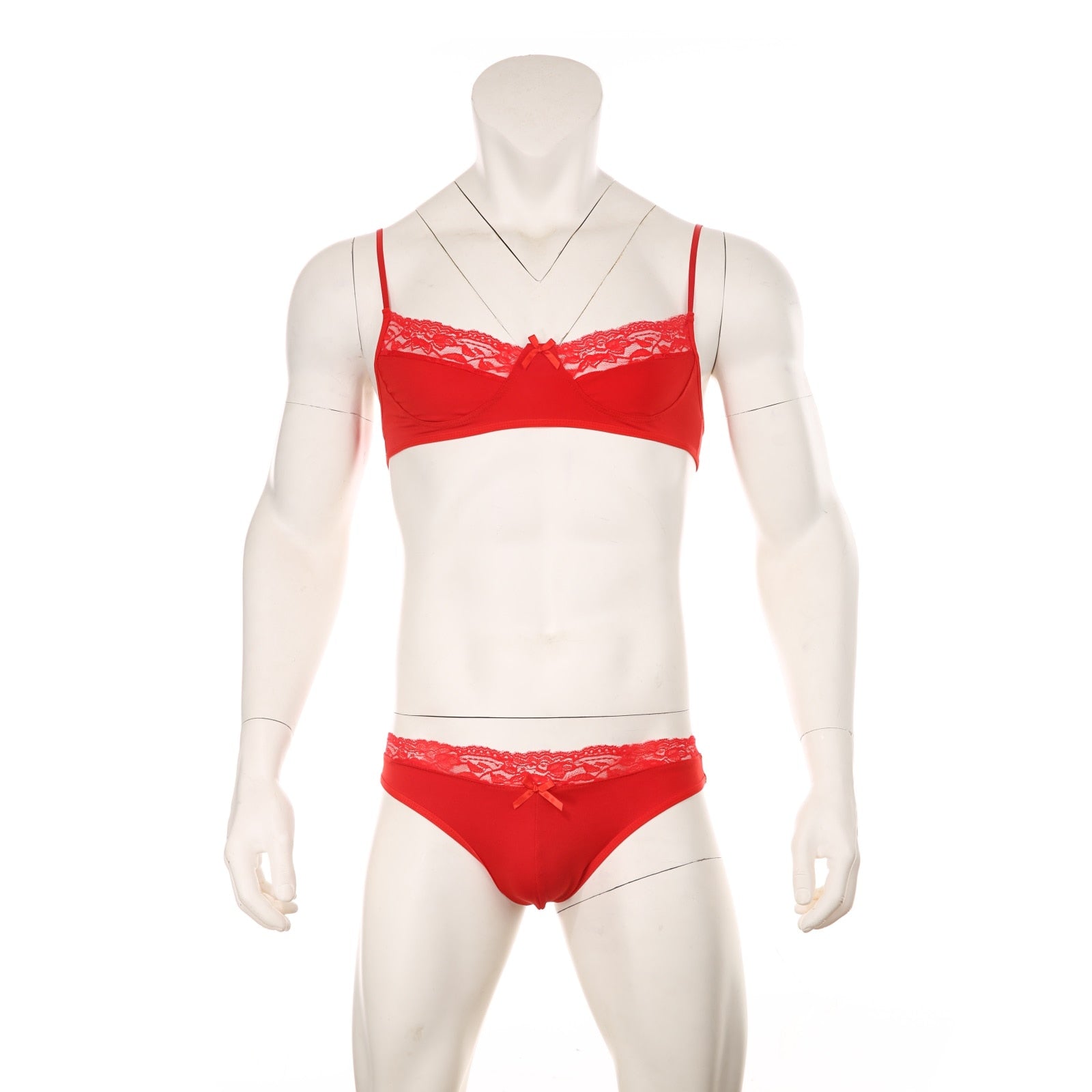 Mens Lace Lingerie Panties & Bra Set