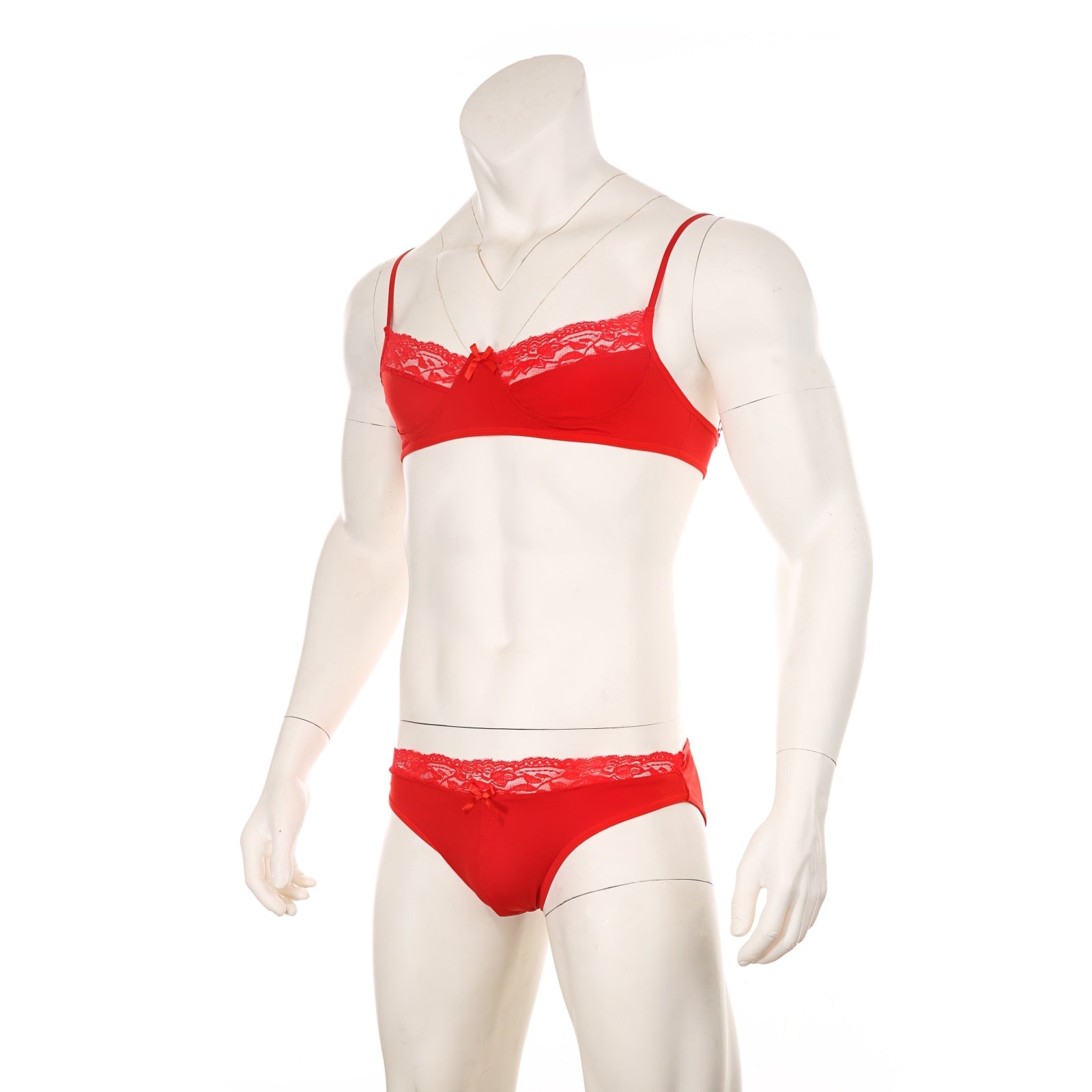Mens Lace Lingerie Panties & Bra Set
