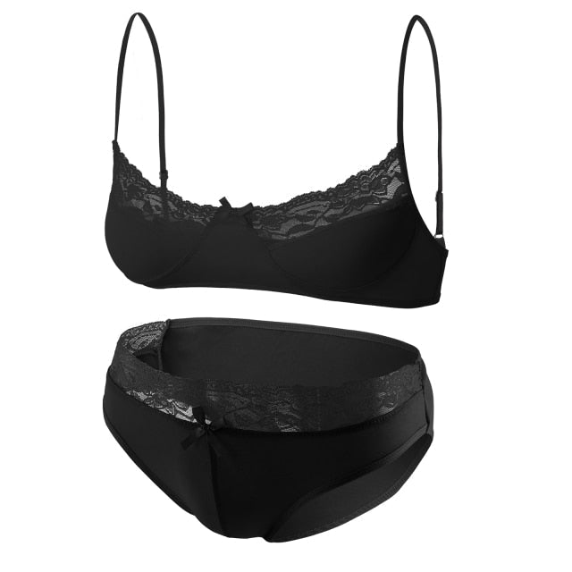 Mens Lace Lingerie Panties & Bra Set