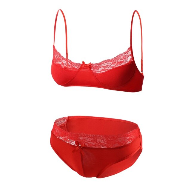 Mens Lace Lingerie Panties & Bra Set