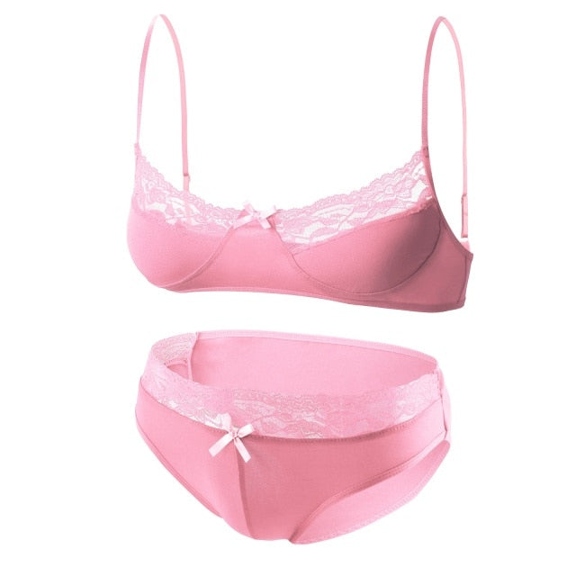 Mens Lace Lingerie Panties & Bra Set
