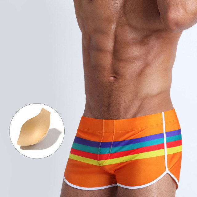 Sexy Striped Swim Trunks