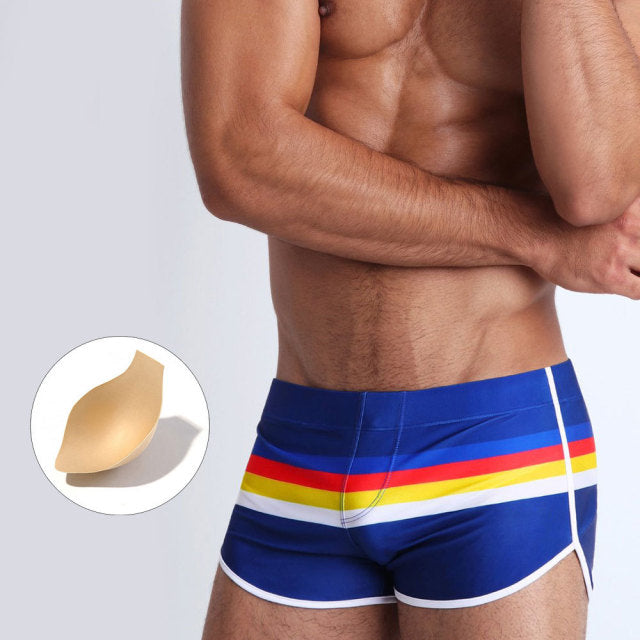 Sexy Striped Swim Trunks