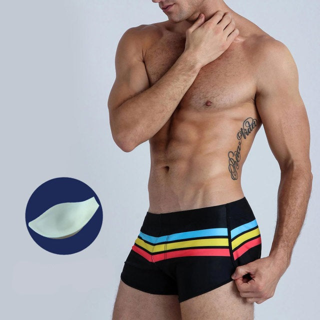 Sexy Striped Swim Trunks
