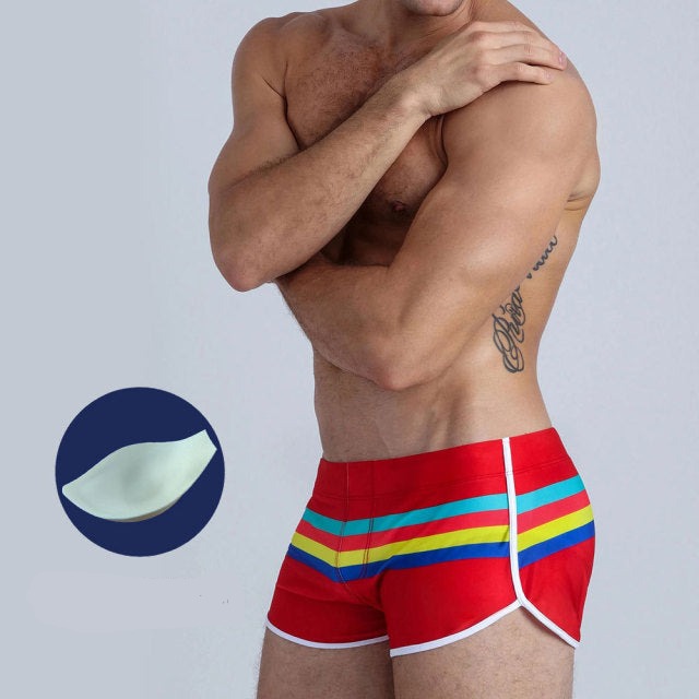 Sexy Striped Swim Trunks