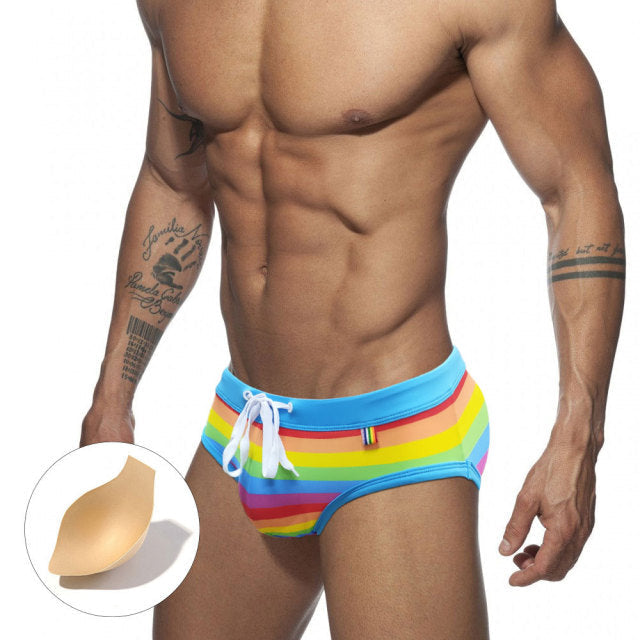 Retro Rainbow Swim Briefs