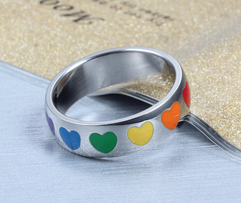 Rainbow Hearts Pride Ring