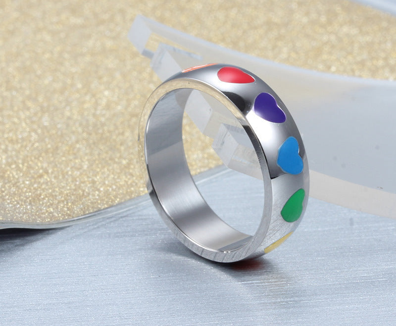 Rainbow Hearts Pride Ring
