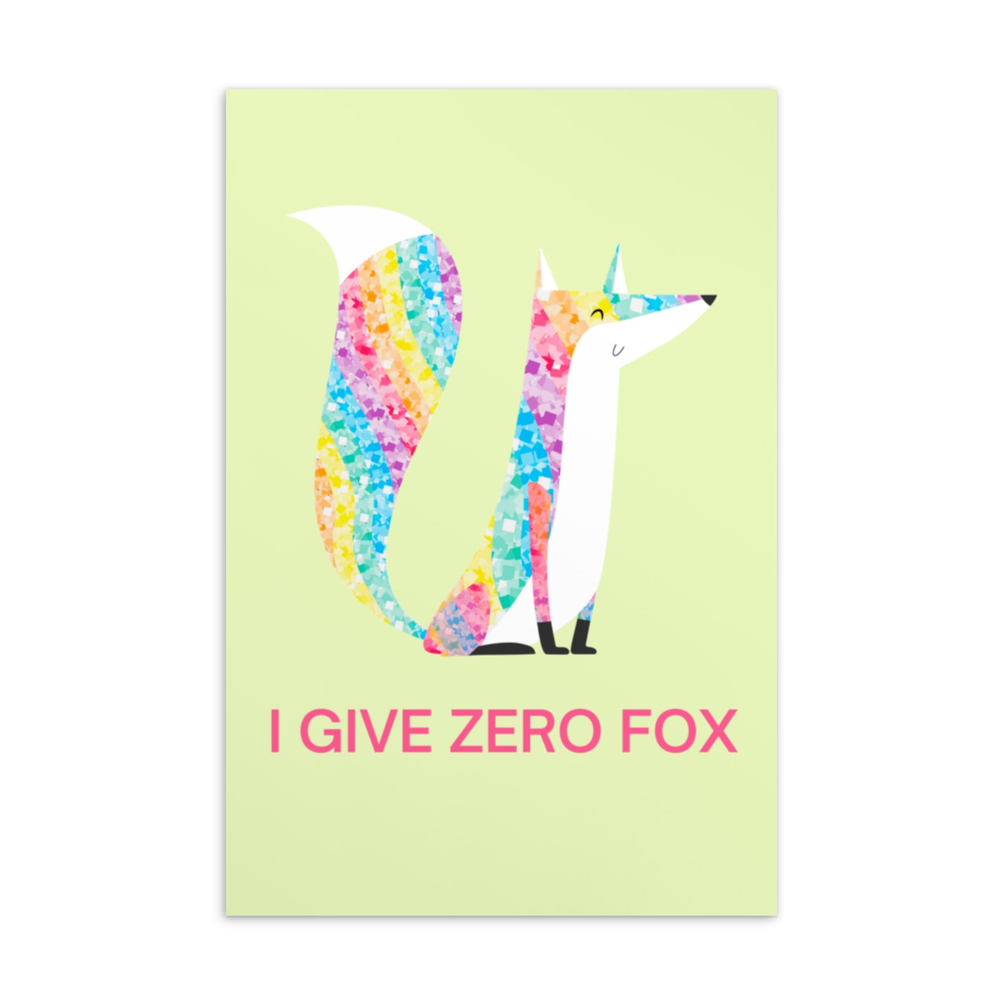 I Give Zero Fox Glitter Postcard