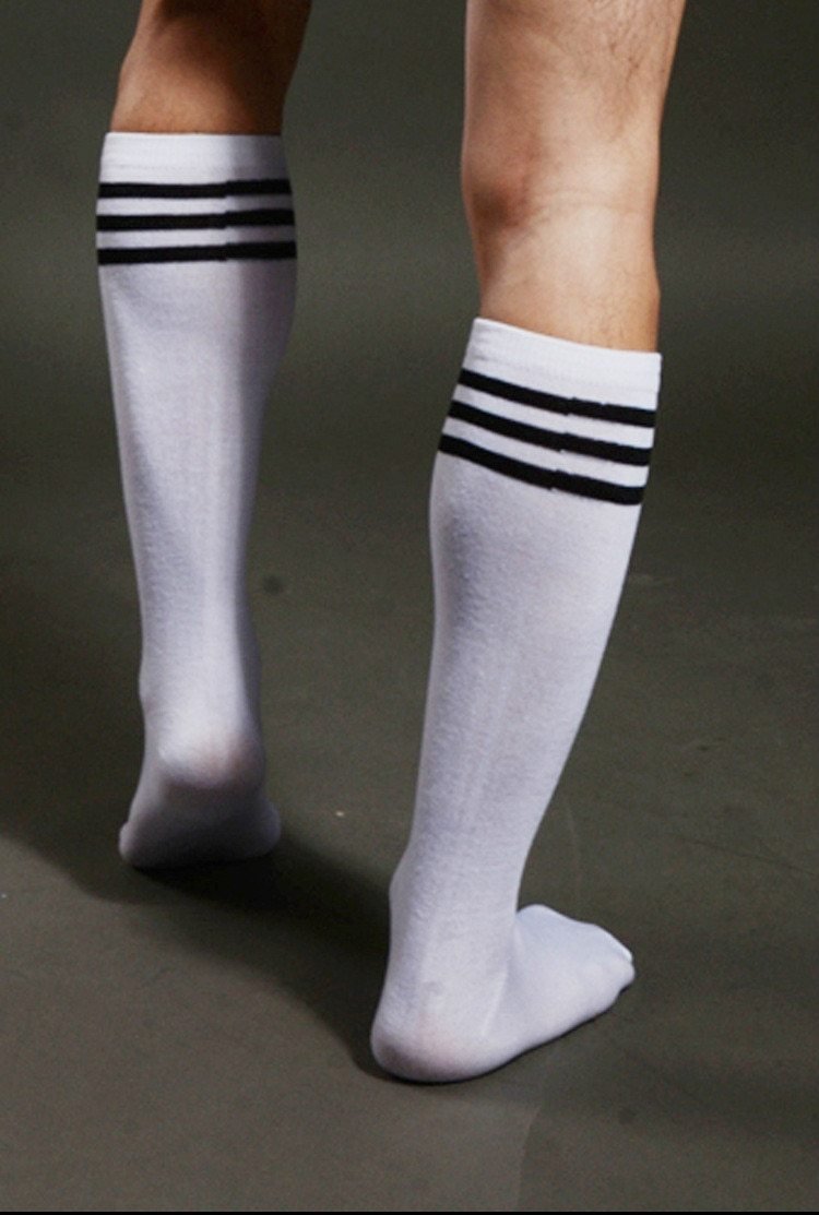 Striped White Crew Sports Socks - The RainbowBoys