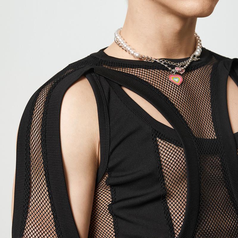 Sexy Mesh Gloved Bodysuit