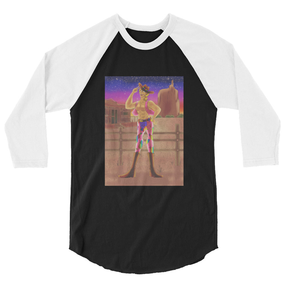 Gay Cowboy At Sunset 3/4 Sleeve Raglan Shirt