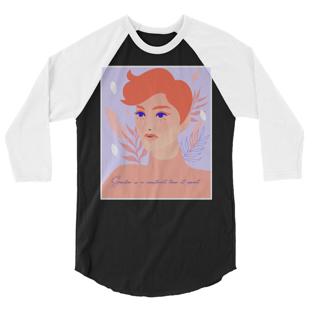 Gender Is A Construct Tear It Apart 3/4 Sleeve Raglan Shirt