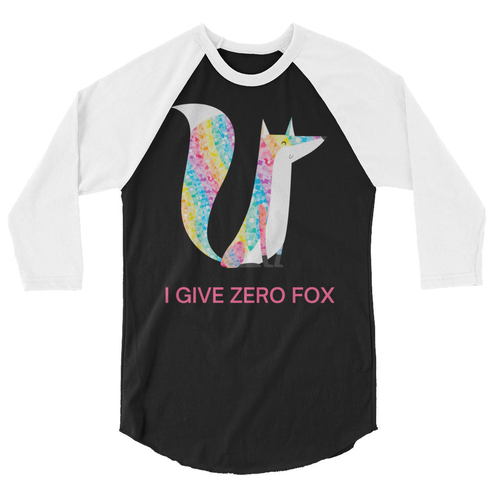 I Give Zero Fox Glitter 3/4 Sleeve Raglan Shirt
