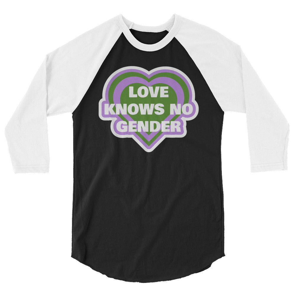 Love Knows No Gender Genderqueer 3/4 Sleeve Raglan Shirt