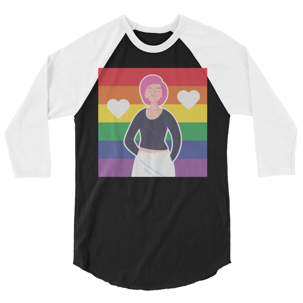 Queer Love Is Love Is Love 3/4 Sleeve Raglan Shirt