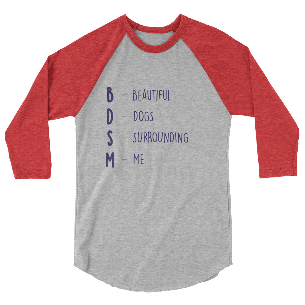 BDSM (Beautiful Dogs Surrounding Me) 3/4 Sleeve Raglan Shirt